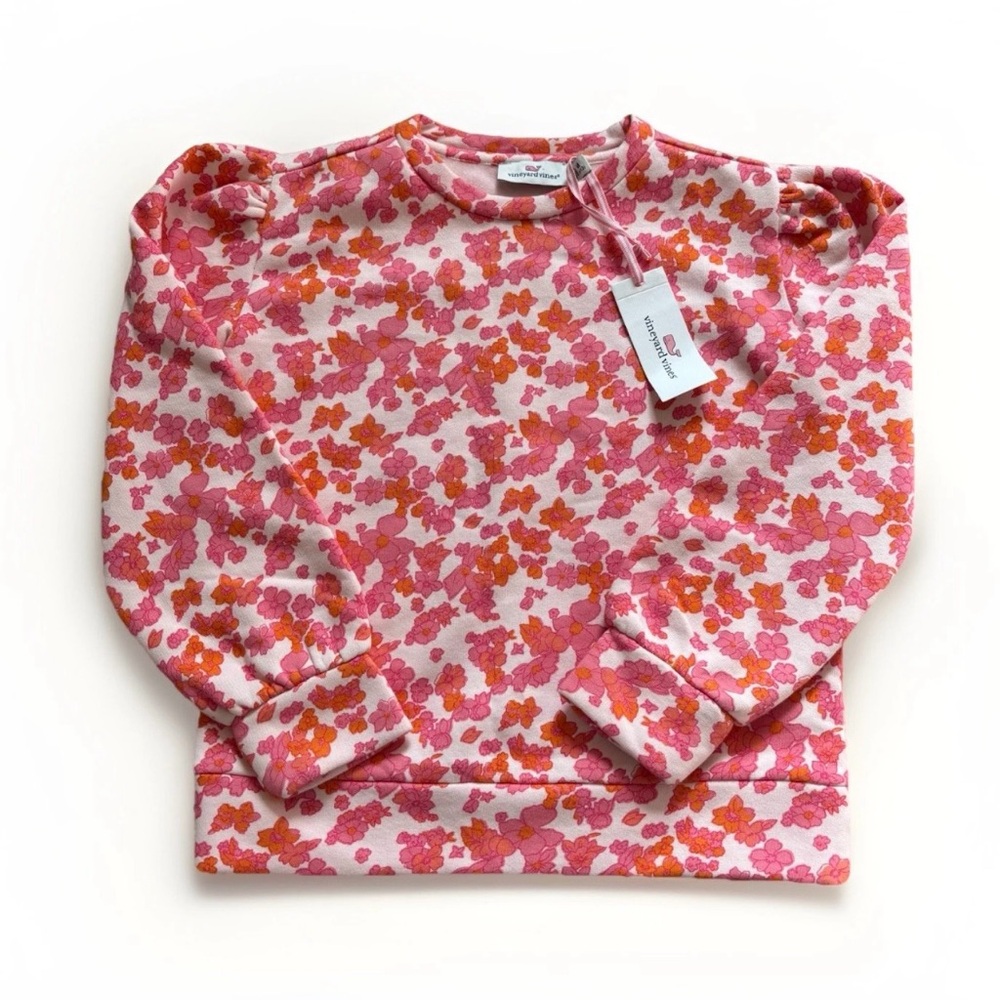 Vineyard Vines Pink and Orange Floral Kids Sweatshirt
